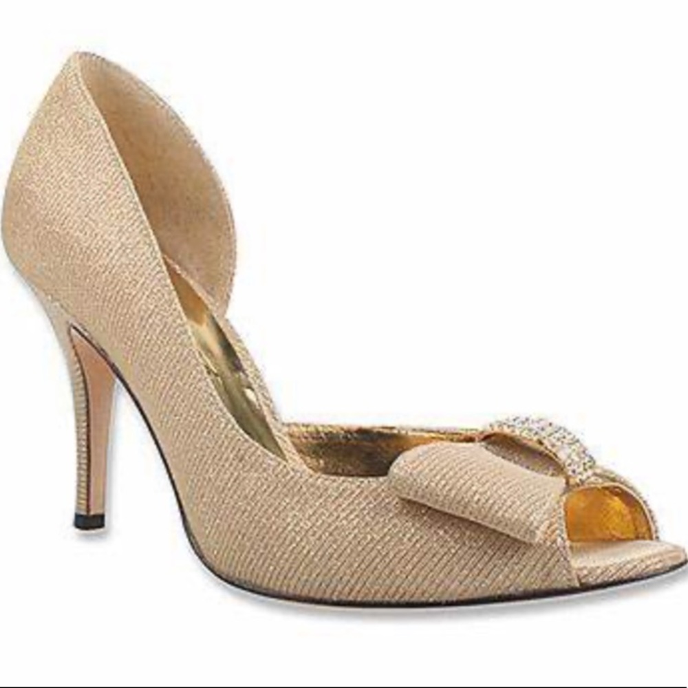 J.Renee Gold Peep Toe Heels
